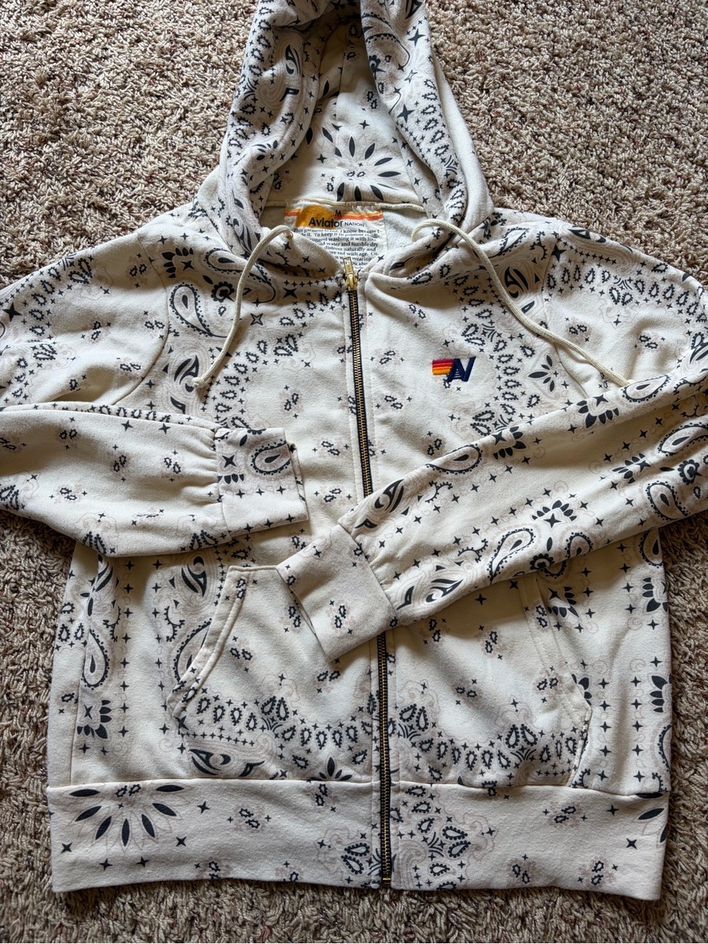 Aviator Nation Bandana Print Zip-Up Hoodie medium